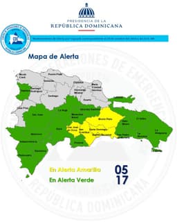 COE mantiene cinco demarcaciones en alerta amarilla y otras 17 en verde por incidencia de vaguada