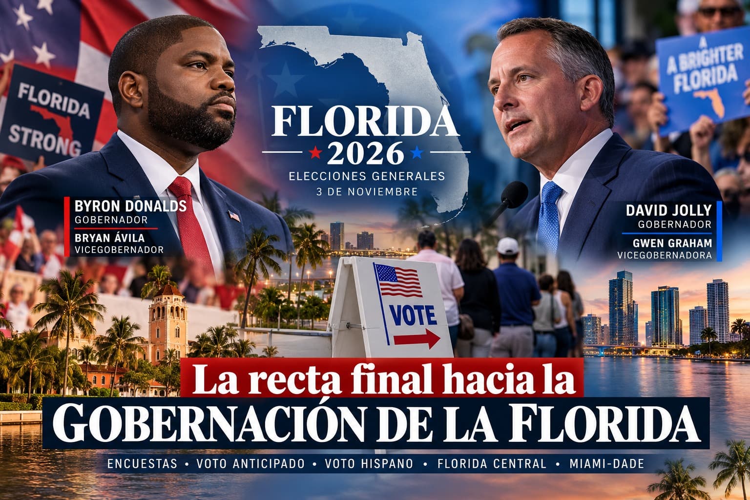 Florida llega a la recta final con Donalds al frente en las encuestas y casi 4 millones de votos ya emitidos